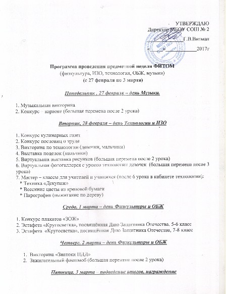 Программа предметной недели ФИТОМ